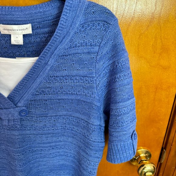 Christopher and Banks Blue Sweater NWT‎ with Fake Camisole - Picture 8 of 14